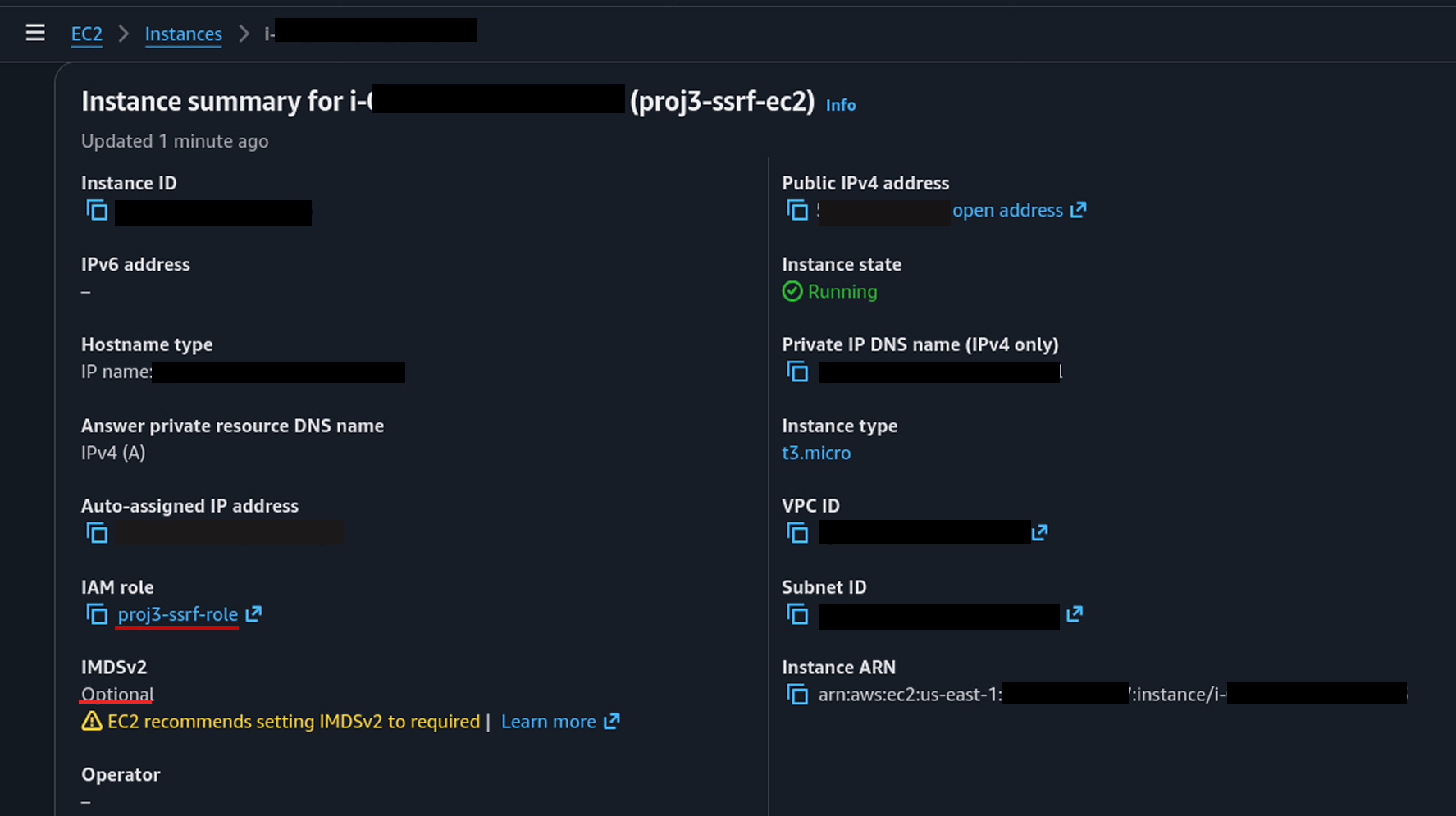 Proj-3 - Função IAM anexada à instância EC2
